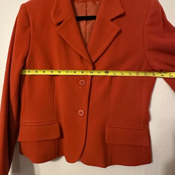 Vintage Harvé Benard Rust Orange Wool Blazer – Cropped Tailored Jacket - Picture 10 of 12